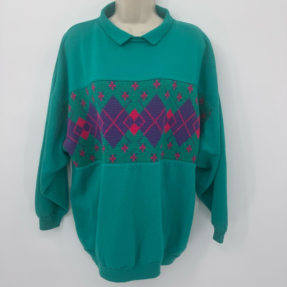 Vintage The Classics by Lauren Brooke Argyle Knit Sweater Size 22W (T1)